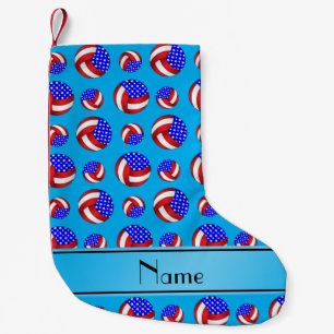 Petite Chaussette De Noël Nom personnalisé ciel bleu américain volleyballs