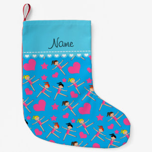 Petite Chaussette De Noël Nom personnalisé ciel bleu fille gymnaste coeur ét