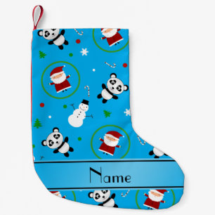 Petite Chaussette De Noël Nom personnalisé ciel bleu panda santas noël