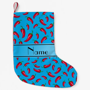Petite Chaussette De Noël Nom personnalisé ciel bleu piment