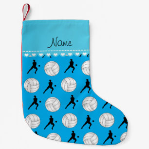 Petite Chaussette De Noël Nom personnalisé ciel bleu volleyballs silhouettes