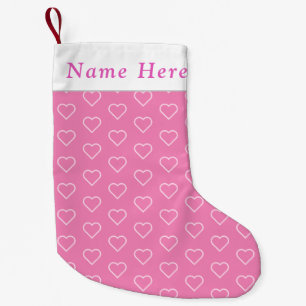Petite Chaussette De Noël Nom personnalisé Coeurs roses Stationnement de Noë