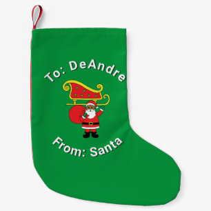 Petite Chaussette De Noël Nom personnalisé de Père Noël African American Gre
