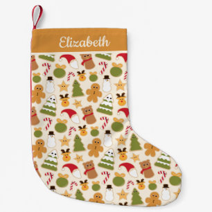 Petite Chaussette De Noël Nom personnalisé du Motif de cookies de Noël