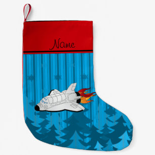 Petite Chaussette De Noël Nom personnalisé espace navette ciel bleu Noël arb