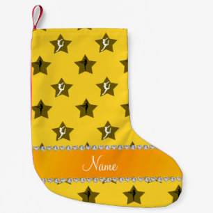 Petite Chaussette De Noël Nom personnalisé étoiles de gymnastique jaune
