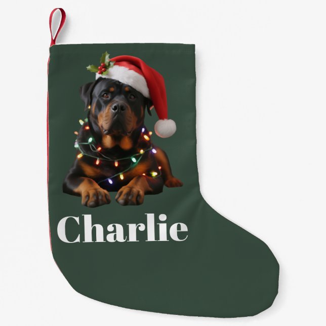 Petite Chaussette De Noël Nom personnalisé Fête de Chien Rotation Personnali (Devant)
