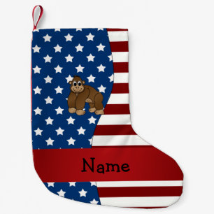 Petite Chaussette De Noël Nom personnalisé Gorille patriotique