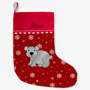 Petite Chaussette De Noël Nom personnalisé gray koala rouge flocons