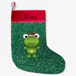 Petite Chaussette De Noël Nom personnalisé grenouille parties scintillant ve