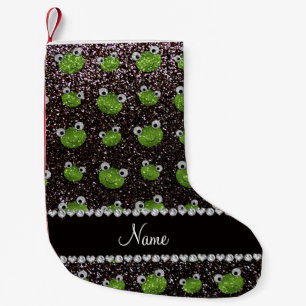 Petite Chaussette De Noël Nom personnalisé grenouilles à parties scintillant