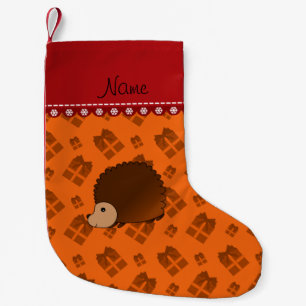 Petite Chaussette De Noël Nom personnalisé hérisson orange Noël présente