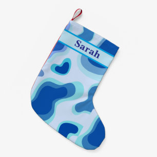 Petite Chaussette De Noël Nom Personnalisé Joli Bleu Joyeux Noël