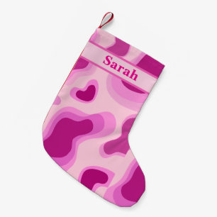 Petite Chaussette De Noël Nom personnalisé Joli couleur rose Joyeux Noël