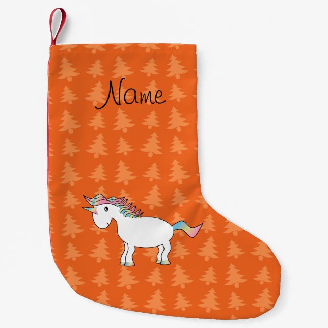 Petite Chaussette De Noël Nom personnalisé licorne orangers (Devant)