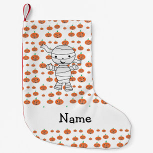 Petite Chaussette De Noël Nom personnalisé maman orange citrouilles