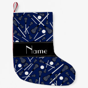 Petite Chaussette De Noël Nom personnalisé marine bleu crosse