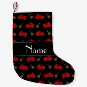 Petite Chaussette De Noël Nom personnalisé motif de boxe noire