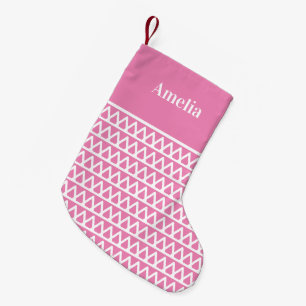 Petite Chaussette De Noël Nom personnalisé Motif rose