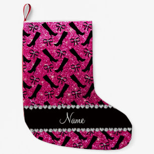 Petite Chaussette De Noël Nom personnalisé neon parties scintillant rose cha