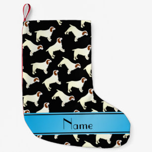 Petite Chaussette De Noël Nom personnalisé noir clumber spaniers chiens