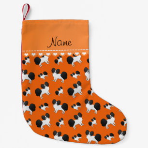 Petite Chaussette De Noël Nom personnalisé orange Papillon chiens