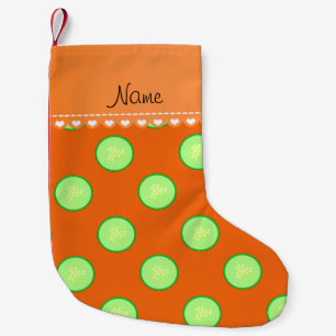 Petite Chaussette De Noël Nom personnalisé orange vert concombre tranche