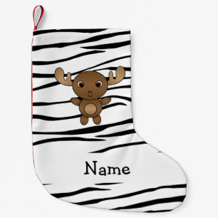 Petite Chaussette De Noël Nom personnalisé orignal zèbre rayures