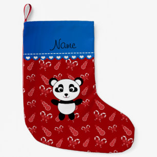 Petite Chaussette De Noël Nom personnalisé panda rouge snowmen sucres de can