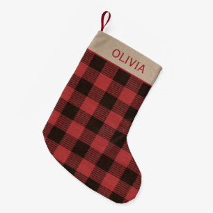 Petite Chaussette De Noël Nom personnalisé par plaid rouge de Buffalo