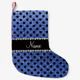 Petite Chaussette De Noël Nom personnalisé parties scintillant bleue pois no