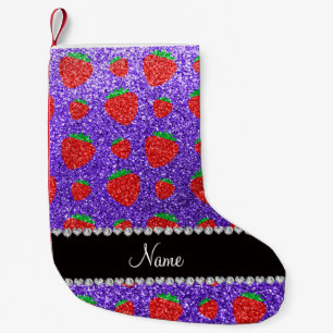 Petite Chaussette De Noël Nom personnalisé parties scintillant violet fraise