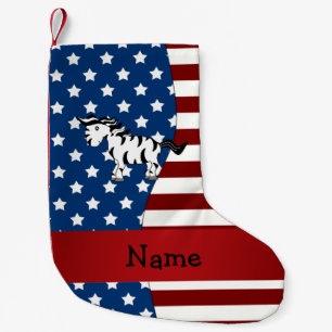 Petite Chaussette De Noël Nom personnalisé Patriotic zebra