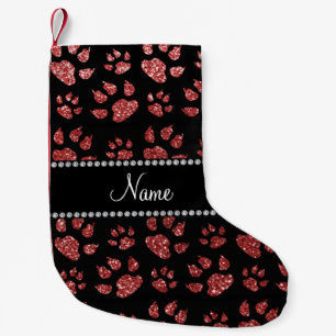 Petite Chaussette De Noël Nom personnalisé pattes de chat en parties scintil