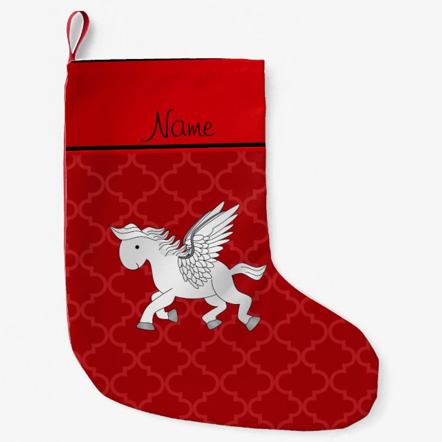 Petite Chaussette De Noël Nom personnalisé pegasus rouge marocain (Devant)