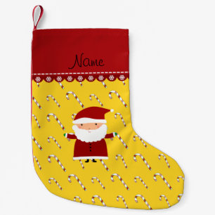 Petite Chaussette De Noël Nom personnalisé père Noël sucres de canne jaunes