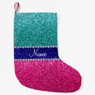 Petite Chaussette De Noël Nom personnalisé robin oeuf bleu chaude rose parti