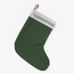 Petite Chaussette De Noël Nom personnalisé simple couleur solide   Gris vert