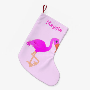 Petite Chaussette De Noël Nom personnalisé Stockage de Noël avec Flamant ros