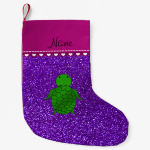 Petite Chaussette De Noël Nom personnalisé tortue de mer violet parties scin