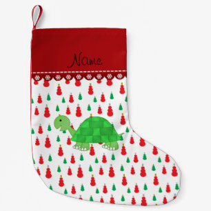 Petite Chaussette De Noël Nom personnalisé tortue vert rouge bonhomme de ne