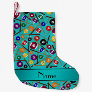 Petite Chaussette De Noël Nom personnalisé turquoise coloré motif de pisci