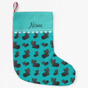 Petite Chaussette De Noël Nom personnalisé turquoise Skye Terrier chiens