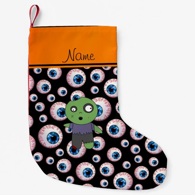 Petite Chaussette De Noël Nom personnel oculaires noirs zombie (Devant)