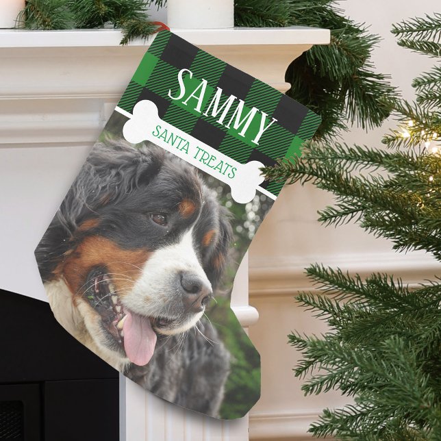 Petite Chaussette De Noël Nom photo du chien amusant Personnalisé (Fun Dog Photo Name Personalized Small Christmas Stocking)