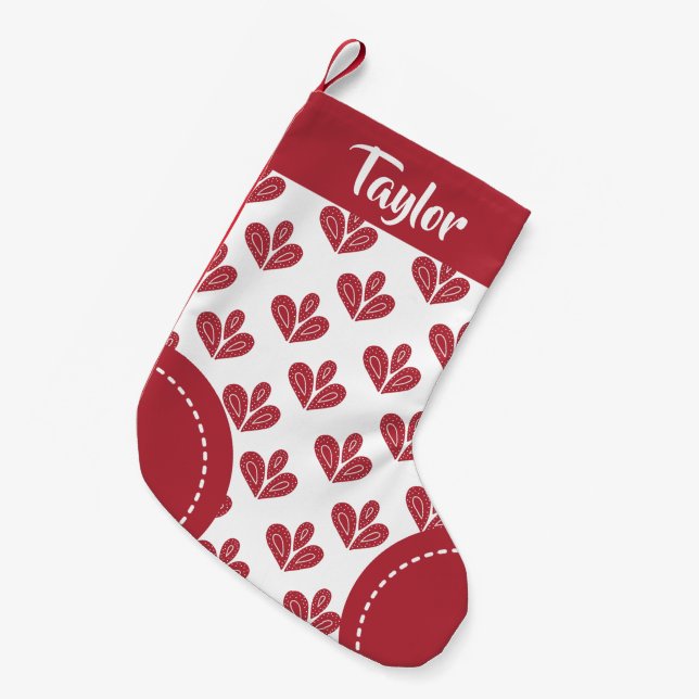 Petite Chaussette De Noël Nordic Pattern Personalized Red White Christmas (Devant (Accrochage))