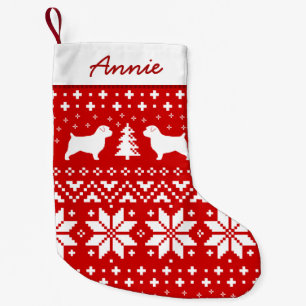 Petite Chaussette De Noël Norfolk Terrier Silhouettes Chiens de vacances Mot