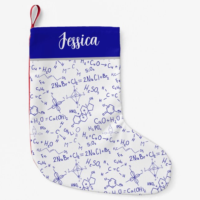 Petite Chaussette De Noël Notes de chimie amusante personnalisée (Devant)