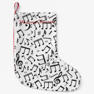 Petite Chaussette De Noël Notes de danse dans noir et le blanc