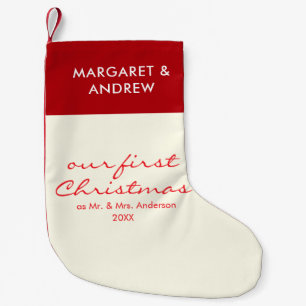 Petite Chaussette De Noël Notre premier Noël Newlyweds Custom Name Script